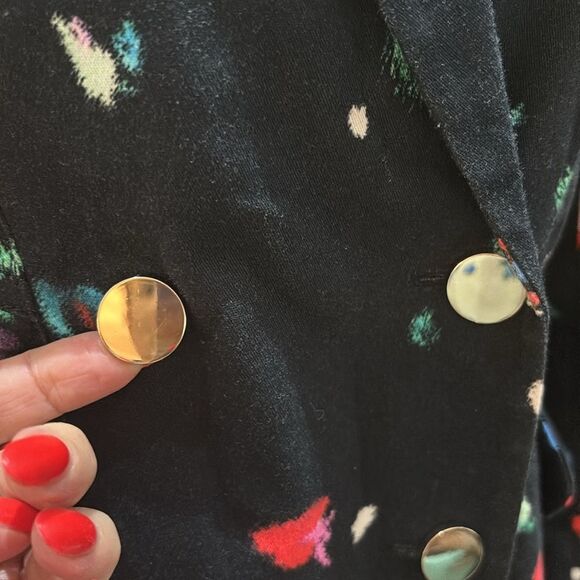Derek Lam Black and Red Heart Pattern Blazer, US4 - Picture 3 of 13